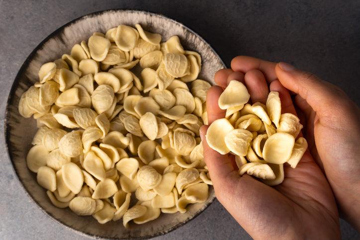 Orecchiette mit Kürbis, Brokkoli und Speck
