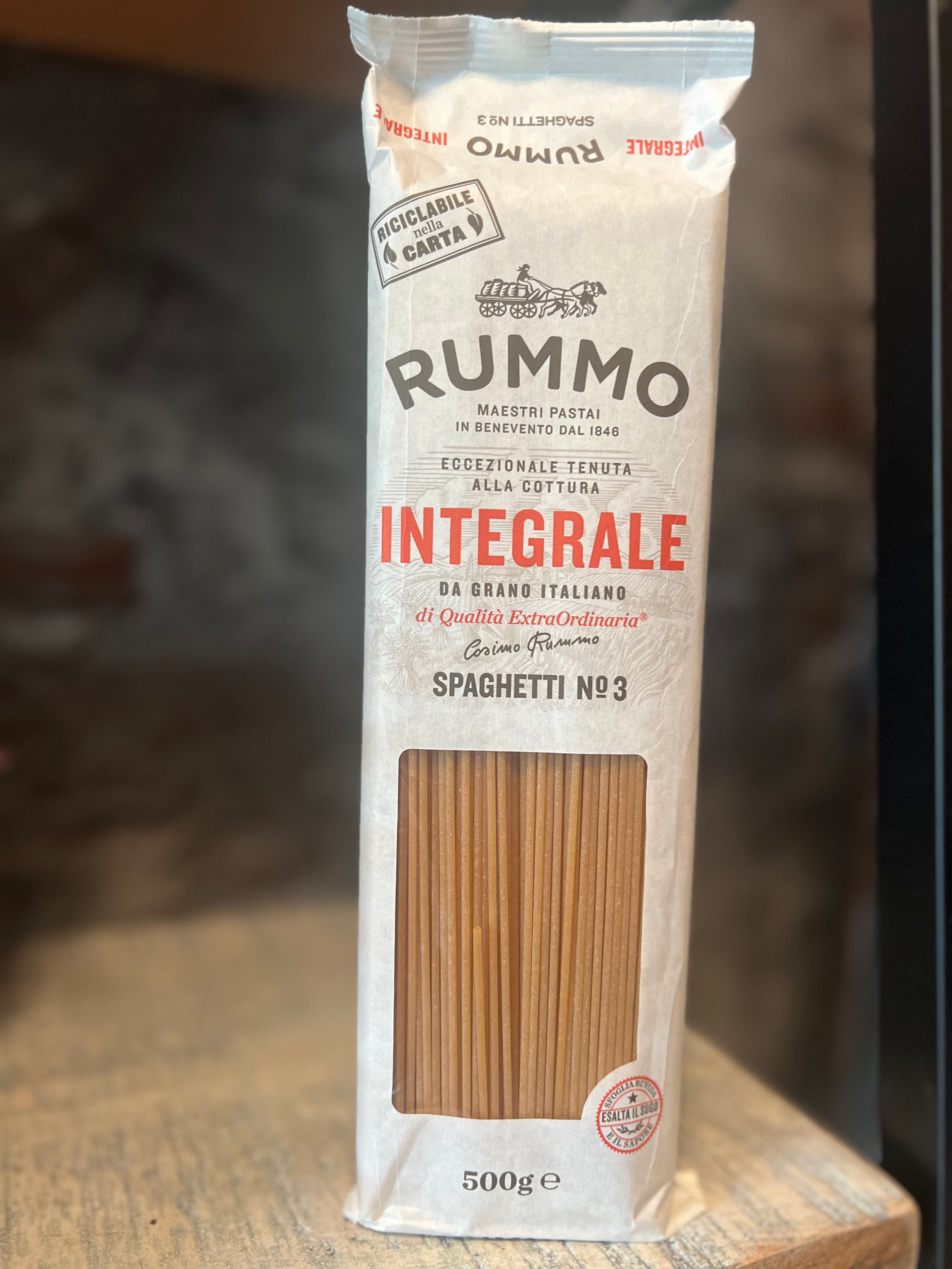 Rummo INTEGRALE, Spaghetti N°3, Vollkorn Hartweizengrieß Nudeln